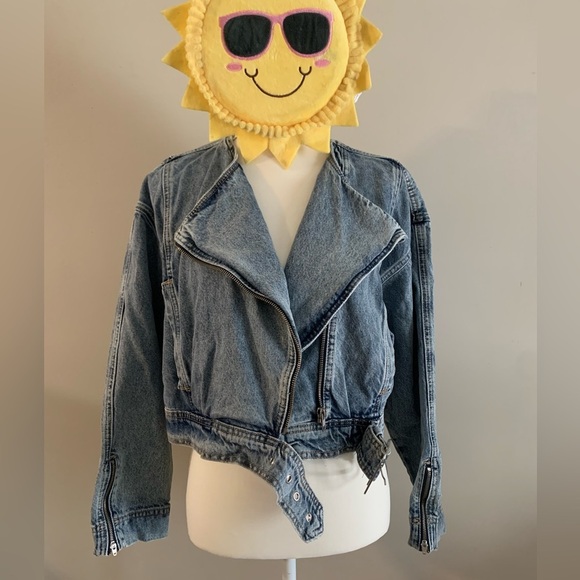 Zara Jackets & Blazers - Zara Blue washed effect cropped Denim Jacket  size Medium